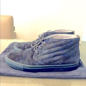 Del Toro Chukka Biker blue Camo suede Size 12 Made in Italy